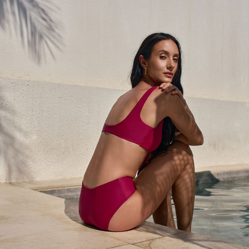 Rosa Lift Up Bikini - Top and Bottom - Burgundy